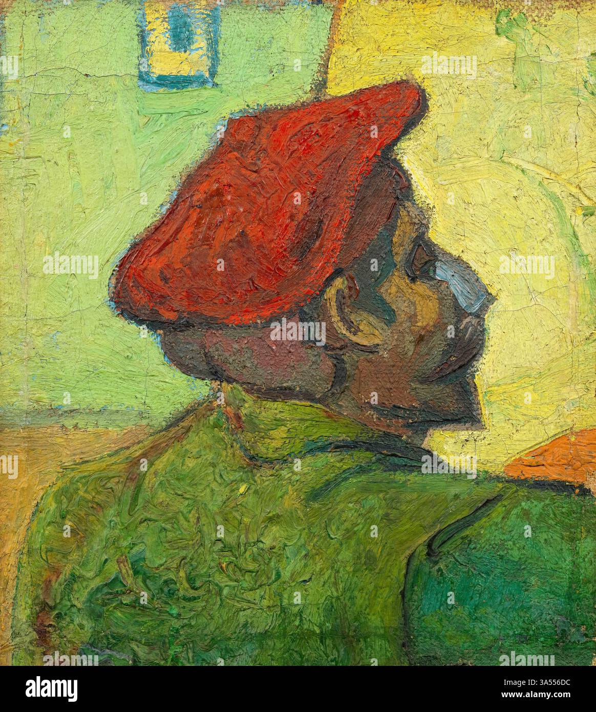 Portrait de Paul Gauguin (homme dans un béret rouge), peinture à l'huile sur jute par Vincent van Gogh, 1888 Banque D'Images