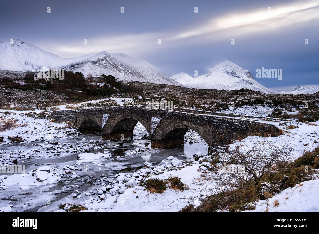 Pont de Sligachan sur l'île de Skye en Écosse Banque D'Images