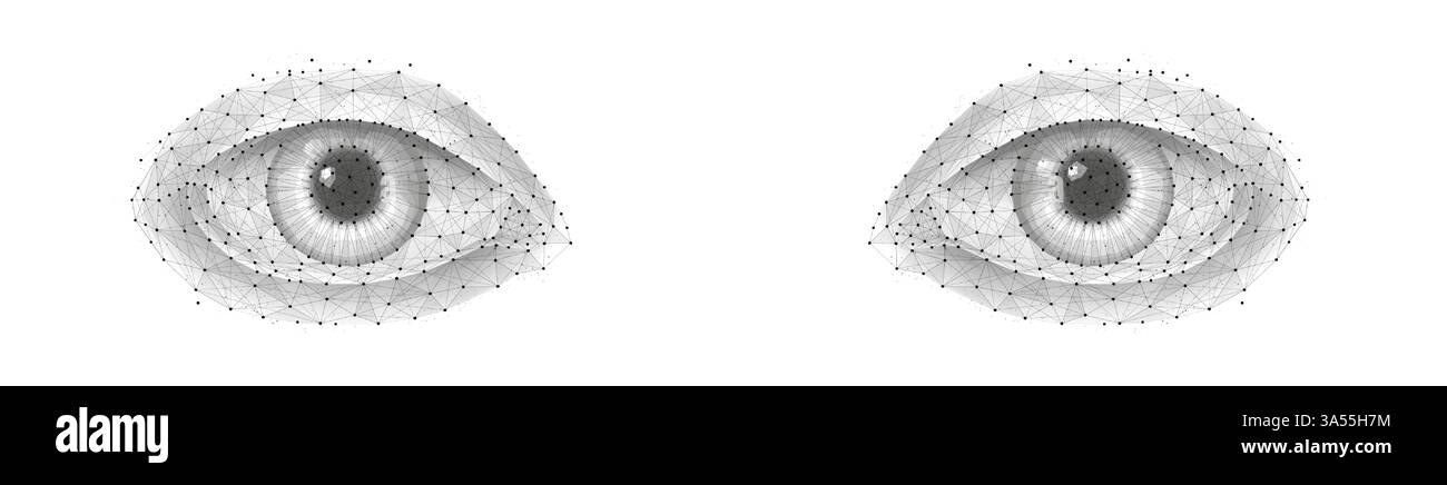 Deux yeux isolés sur blanc. Concept ophtalmologique, maladie oculaire, vision digitale Illustration de Vecteur