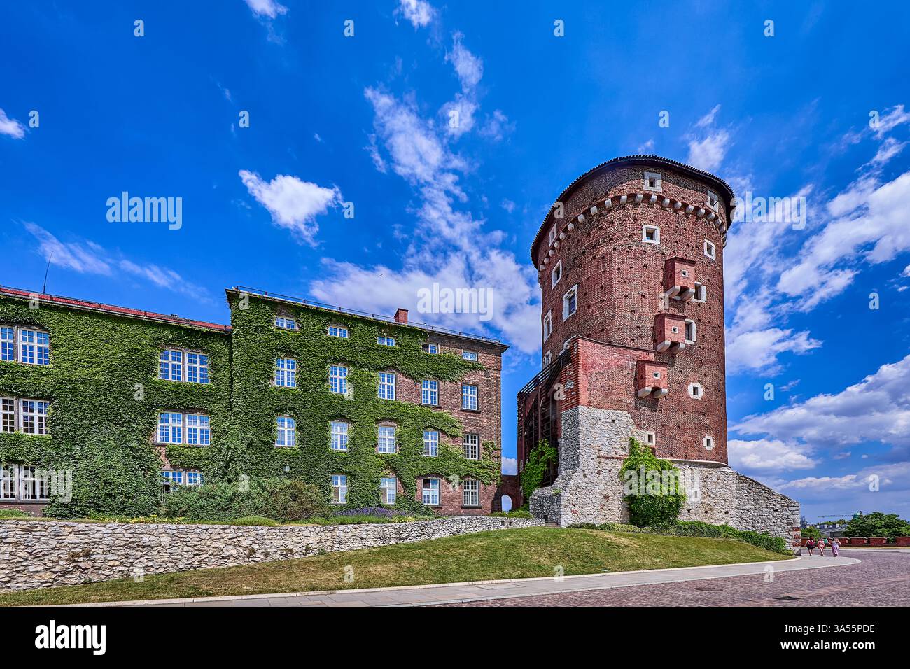 La tour Sandomierska et les remparts défensifs médiévaux du château de Wawel à Cracovie, la tour a été construite au 14ème siècle, Cracovie, Pologne, Europe Banque D'Images La tour Sandomierska et les remparts défensifs médiévaux du château de Wawel à Cracovie, la tour a été construite au 14ème siècle, Cracovie, Pologne, Europe Banque D'Images