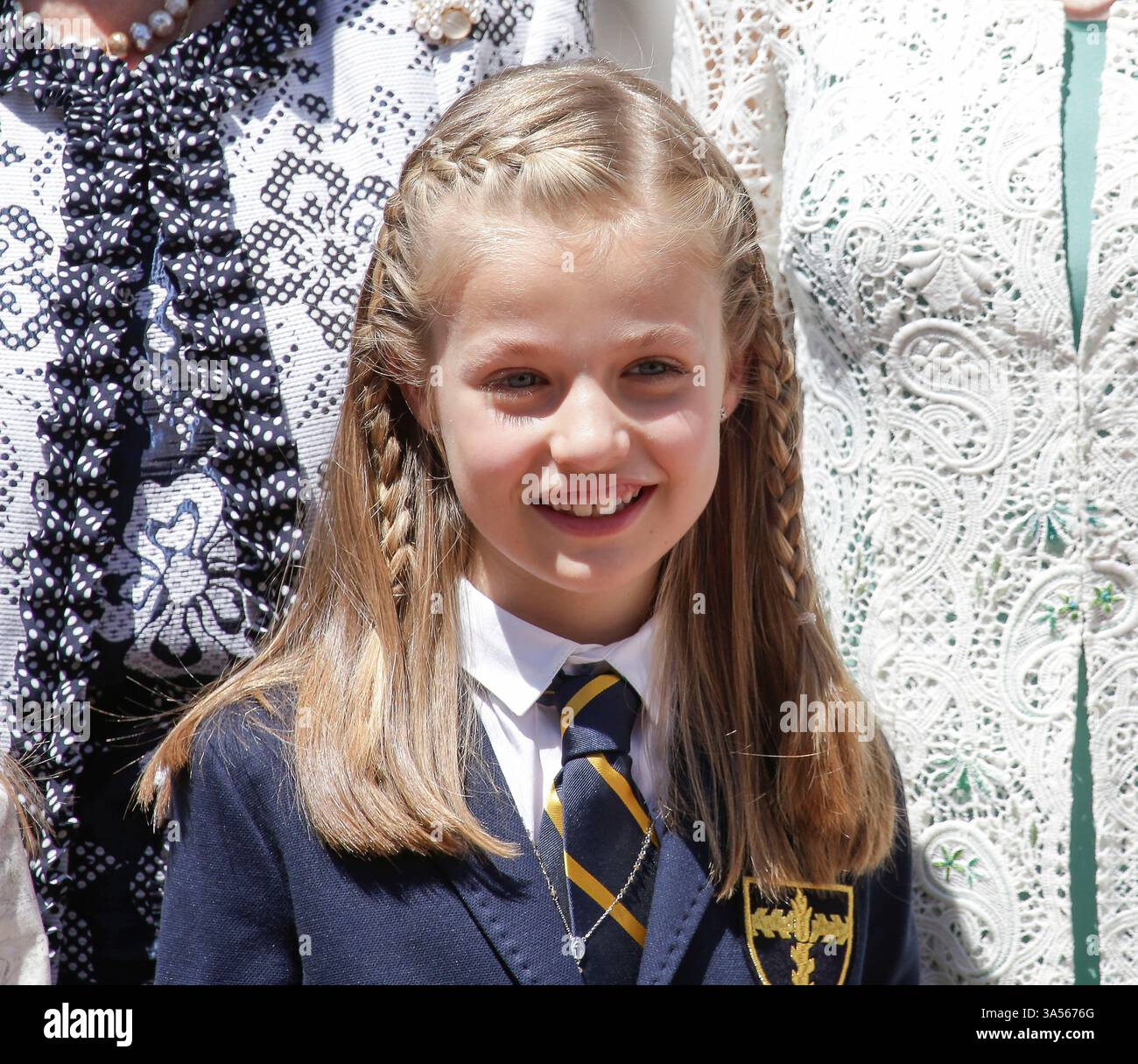 Princesse Léonor d'Espagne après sa première communion à l'église Asuncion de Nuestra Senora à Madrid, Espagne - 20 mai 2015 Banque D'Images