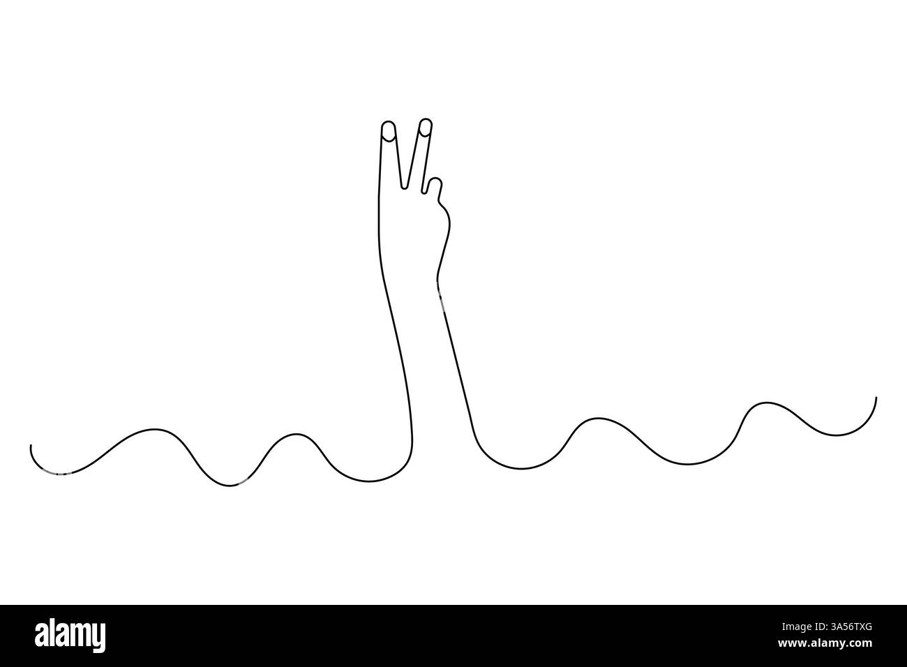 Gestes de main humaine d'une ligne continue dessinant avec icône vectorielle noire et blanche Illustration de Vecteur