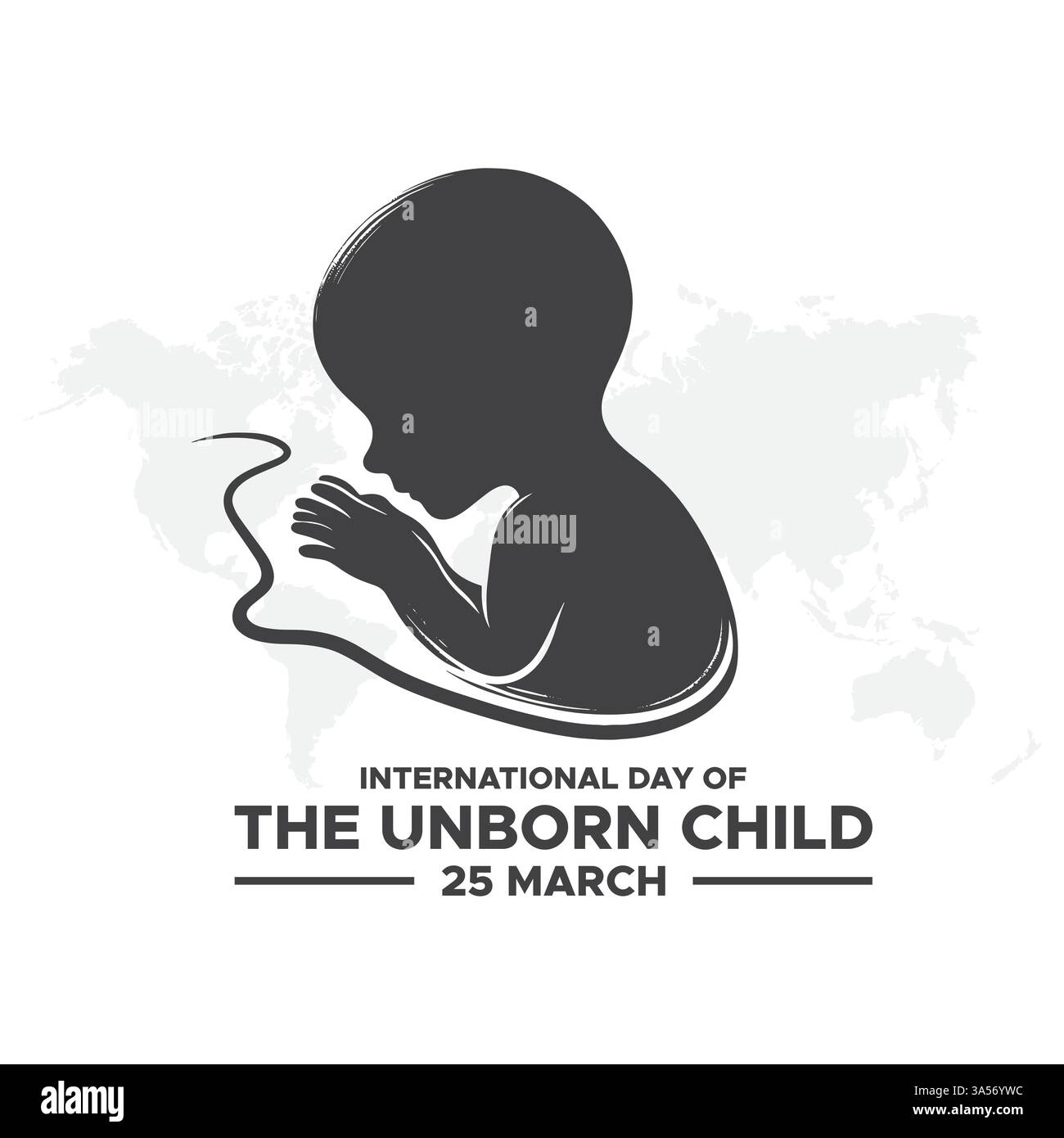 Journée internationale de l'enfant à naître, la Journée internationale de l'enfant à naître est célébrée chaque année le 25 mars dans divers pays. Illustration de Vecteur