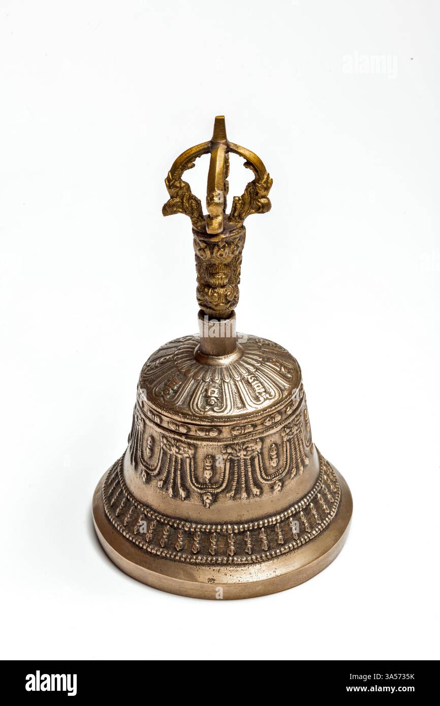 Cloche religieuse bouddhiste de cérémonie tibétaine Banque D'Images