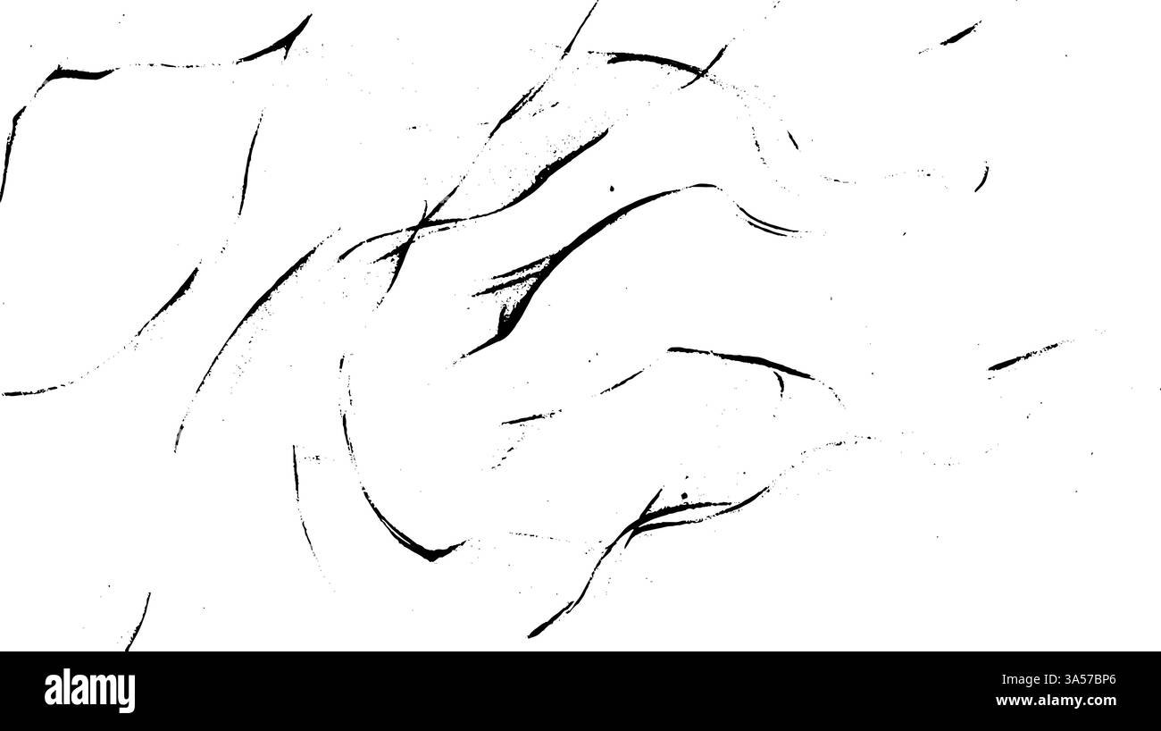 Une composition abstraite avec de fines lignes noires sur fond blanc, créant une sensation de mouvement et de fluidité. Illustration de Vecteur