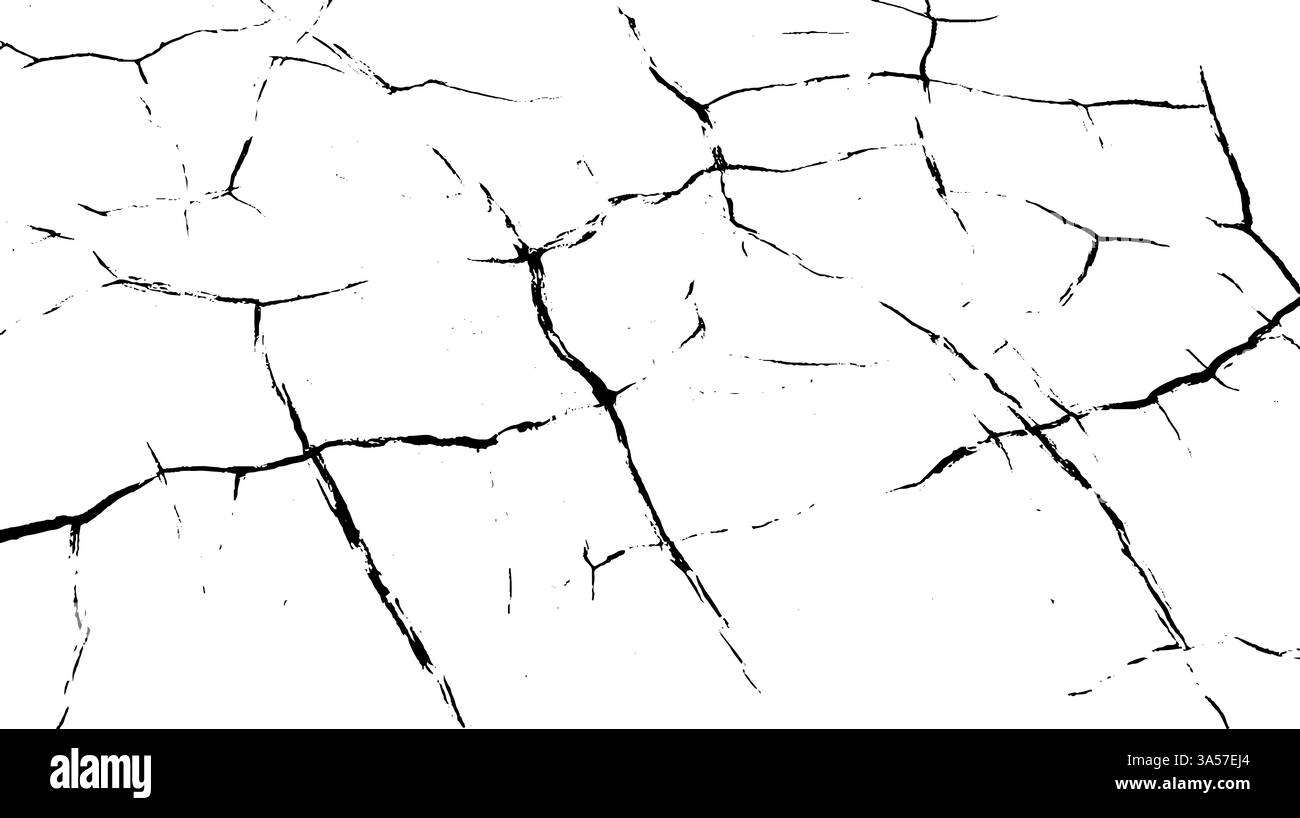 Un fond texturé avec un motif de fissures noires sur une surface blanche, créant un contraste saisissant. Idéal pour une utilisation dans le design et artistique Illustration de Vecteur