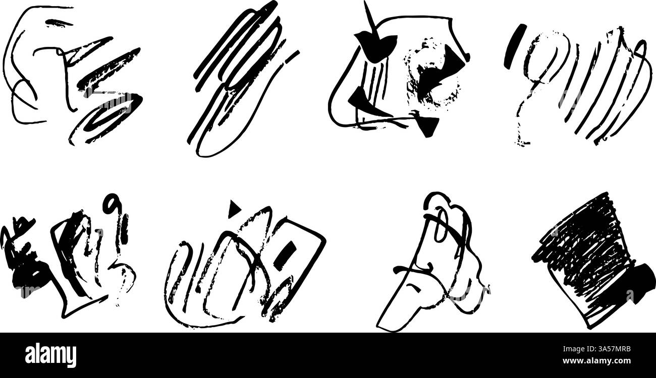 Collection abstraite de croquis noir et blanc Illustration de Vecteur