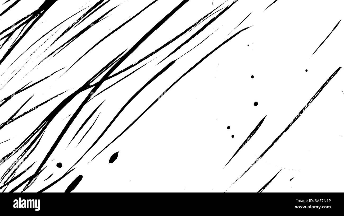 Un design abstrait noir et blanc avec des lignes dynamiques et larges et des points dispersés, créant une sensation de mouvement et d'énergie. Illustration de Vecteur