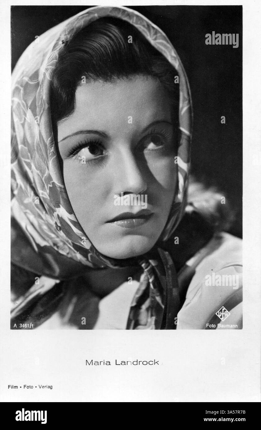 Une carte postale antique mettant en vedette l'actrice allemande de cinéma et de télévision Maria Landrock, publiée en Allemagne, vers les années 1950 USAGE ÉDITORIAL EXCLUSIF Banque D'Images