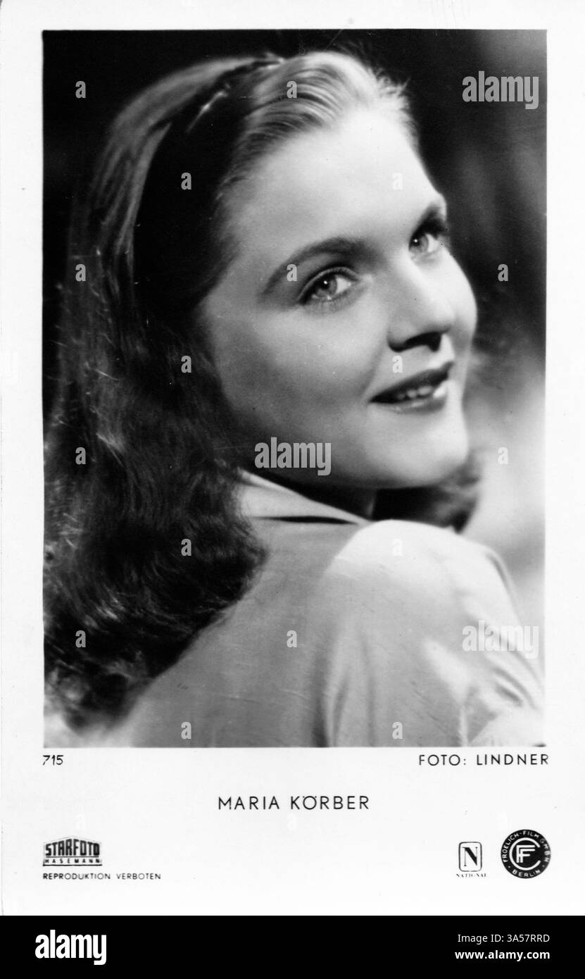 Une carte postale antique mettant en vedette l'actrice allemande Maria Körber, publiée en Allemagne, vers les années 1950 USAGE ÉDITORIAL EXCLUSIF Banque D'Images