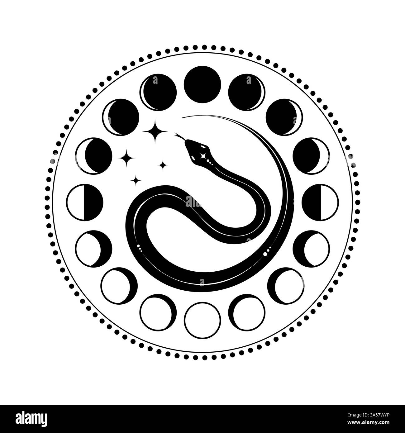 Phases lunaires astronomie et serpent mystique, cycle lunaire, pleine lune, déclin, épilation, premier quart, gibbous, croissant, troisième quart. Style boho, vecteur Illustration de Vecteur Phases lunaires astronomie et serpent mystique, cycle lunaire, pleine lune, déclin, épilation, premier quart, gibbous, croissant, troisième quart. Style boho, vecteur Illustration de Vecteur