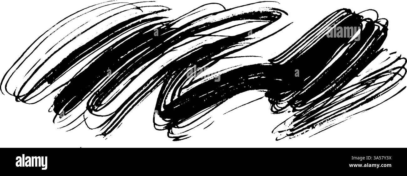 Un design de coup de pinceau noir abstrait et dynamique avec des lignes fluides et larges créant une sensation de mouvement et d'énergie. Illustration de Vecteur