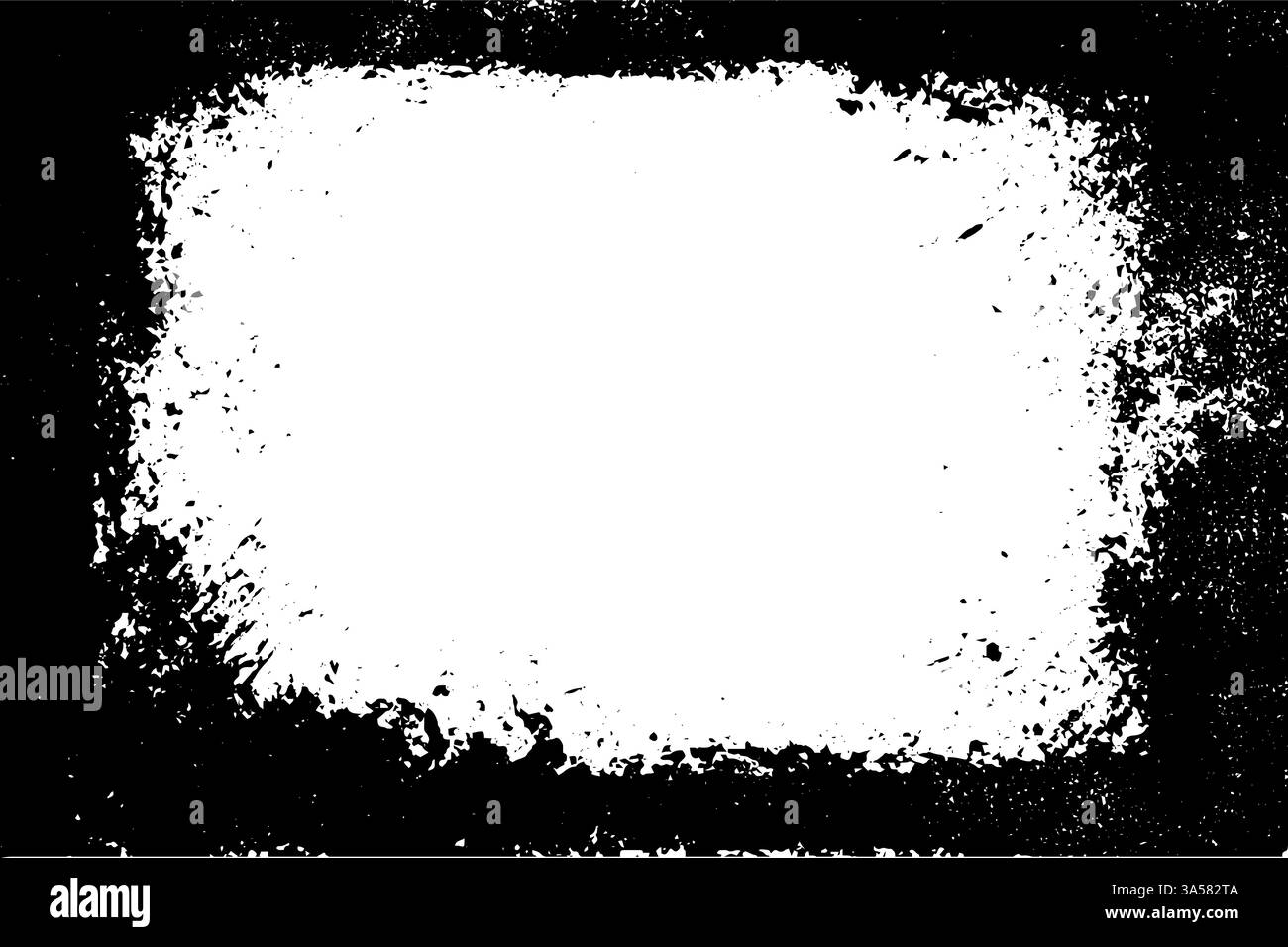 Cadre noir vectoriel avec superposition de bordure rugueuse sur fond blanc. Texture de papier déchiré rétro avec effet grunge. Bords granuleux usés pour la couverture de l'album ou Illustration de Vecteur