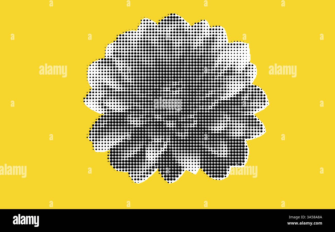 Fleur stylisée noire et blanche sur fond jaune Illustration de Vecteur