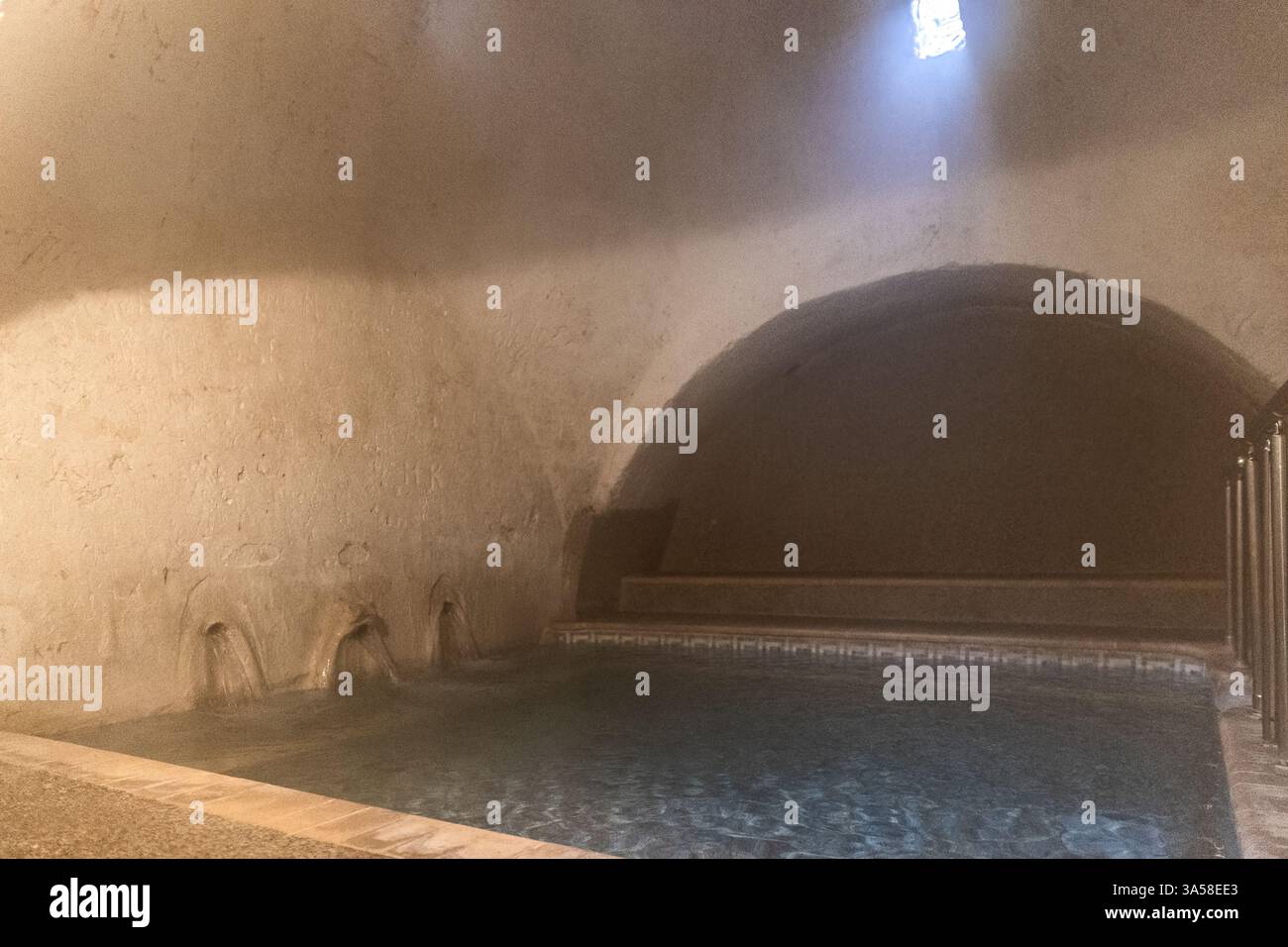 Sources thermales Agkistro Serres Macédoine Grèce, vieux bain turc, hammam byzantin, hôtel et spa chaud détente. Banque D'Images