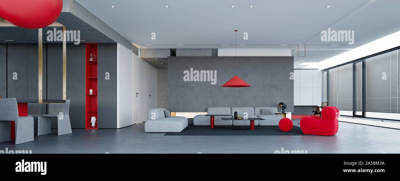 RENDU 3D DE L'INTÉRIEUR DE LA MAISON DE LUXE Banque D'Images