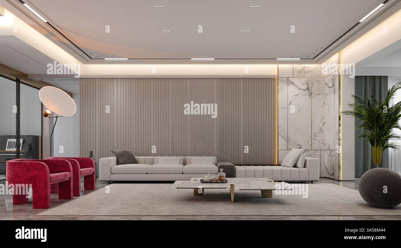 RENDU 3D DE L'INTÉRIEUR DE LA MAISON DE LUXE Banque D'Images