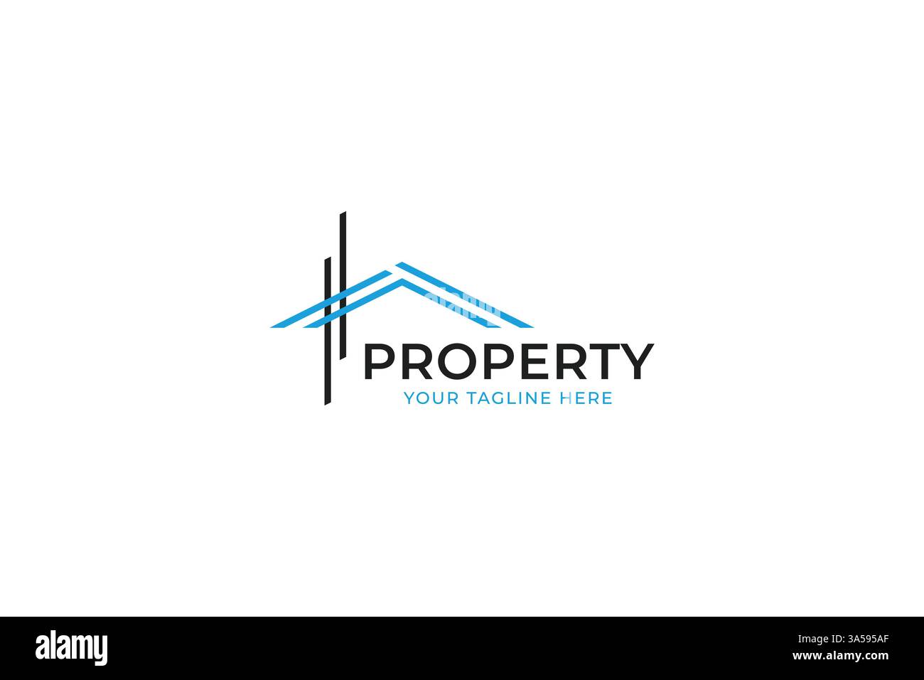 Immobilier moderne et logo de la propriété icône de toit de maison minimaliste en bleu Illustration de Vecteur