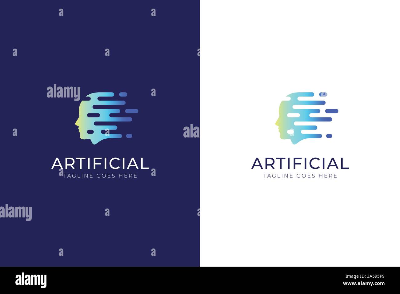 Head logo Intelligence artificielle cerveau communication humaine Smart Technology Business Illustration de Vecteur