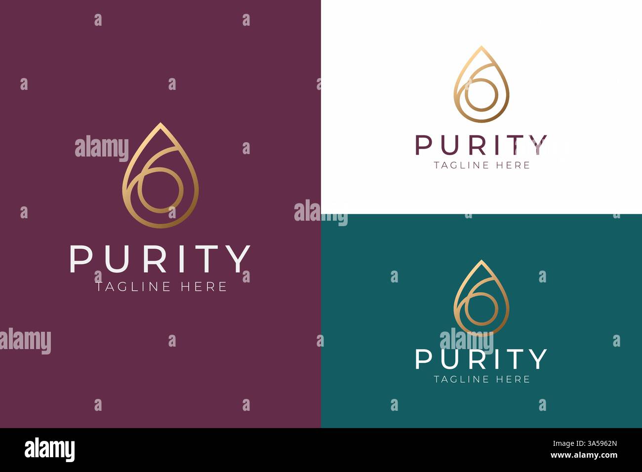 Pureté logo forme goutte d'eau Olive Oil Beauty Treatment concept produit Illustration de Vecteur
