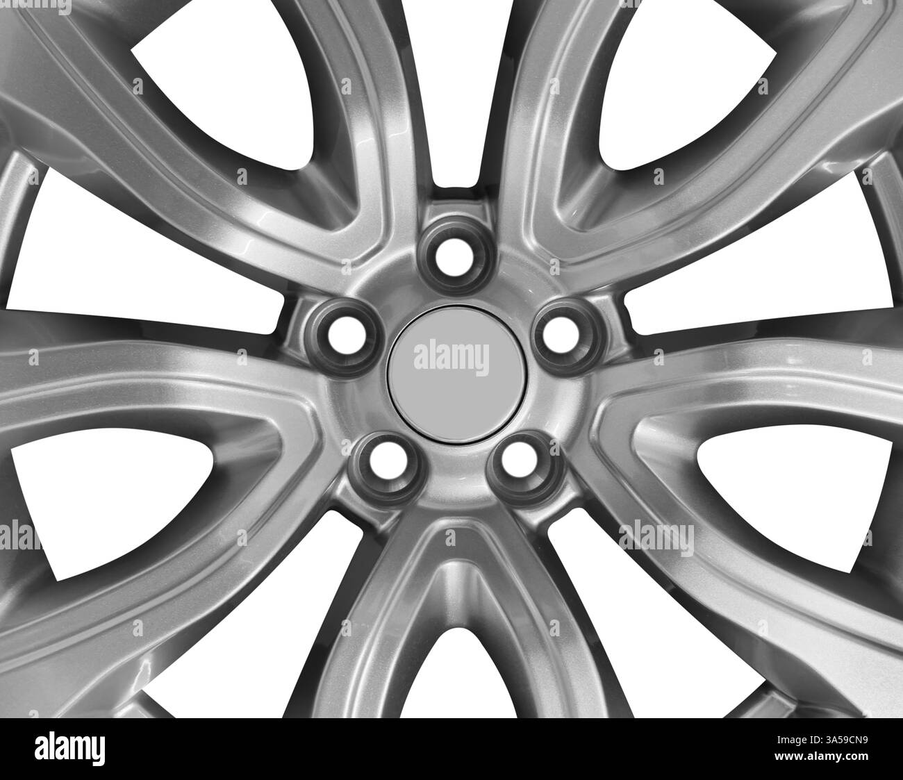 Roue en alliage de voiture isolée sur fond blanc.Nouvelle roue en alliage pour une voiture sur fond blanc.Jante en alliage isolée.Disque de roue de voiture. Banque D'Images