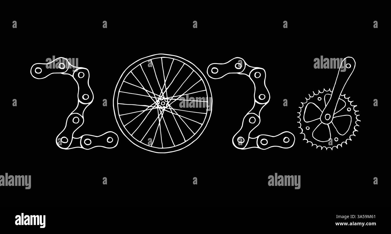Vélo bonne année 2026 fond noir Illustration de Vecteur