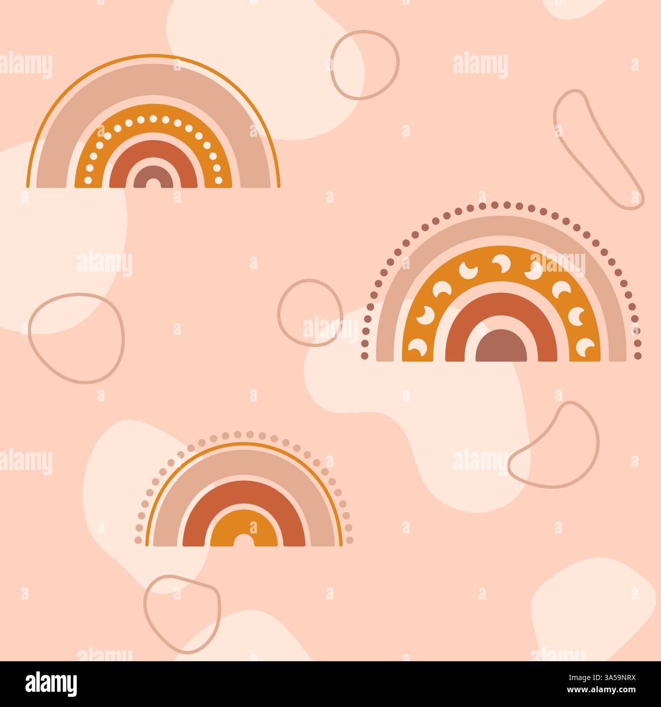 Kid Boho motif sans couture avec des formes simples d'arc-en-ciel et des lignes taches. Illustration de Vecteur