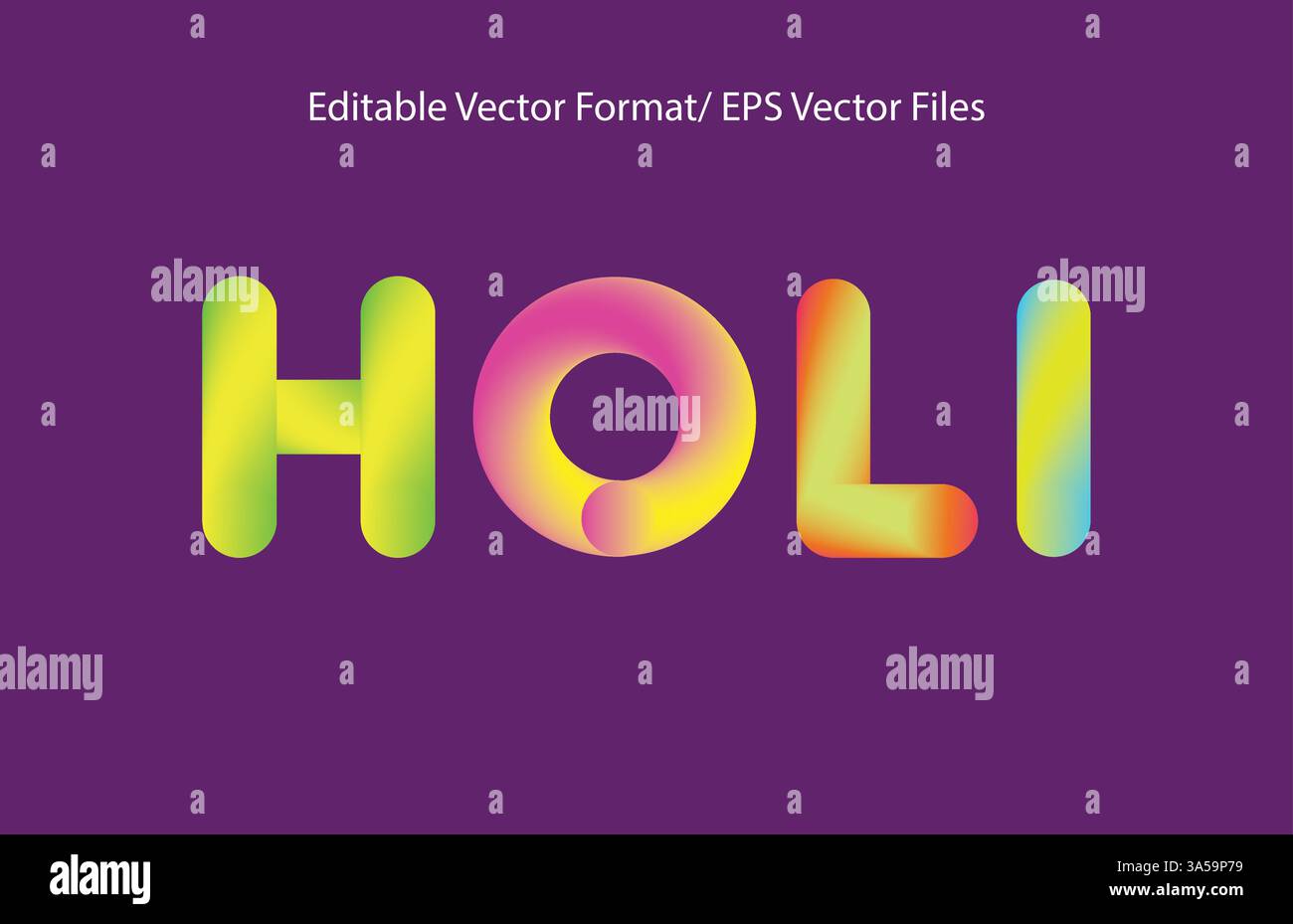 Style de texte Holi dans le texte vectoriel Chill arrière-plan dégradé doux arrondi en gras Illustration de Vecteur
