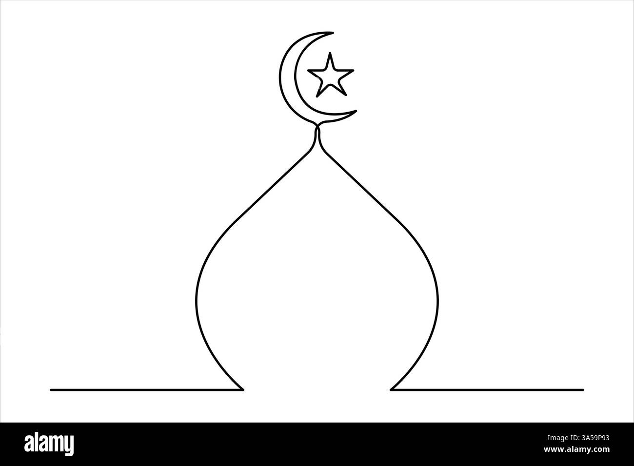 Un dessin d'art de ligne continue de l'illustration vectorielle de mosquée Illustration de Vecteur