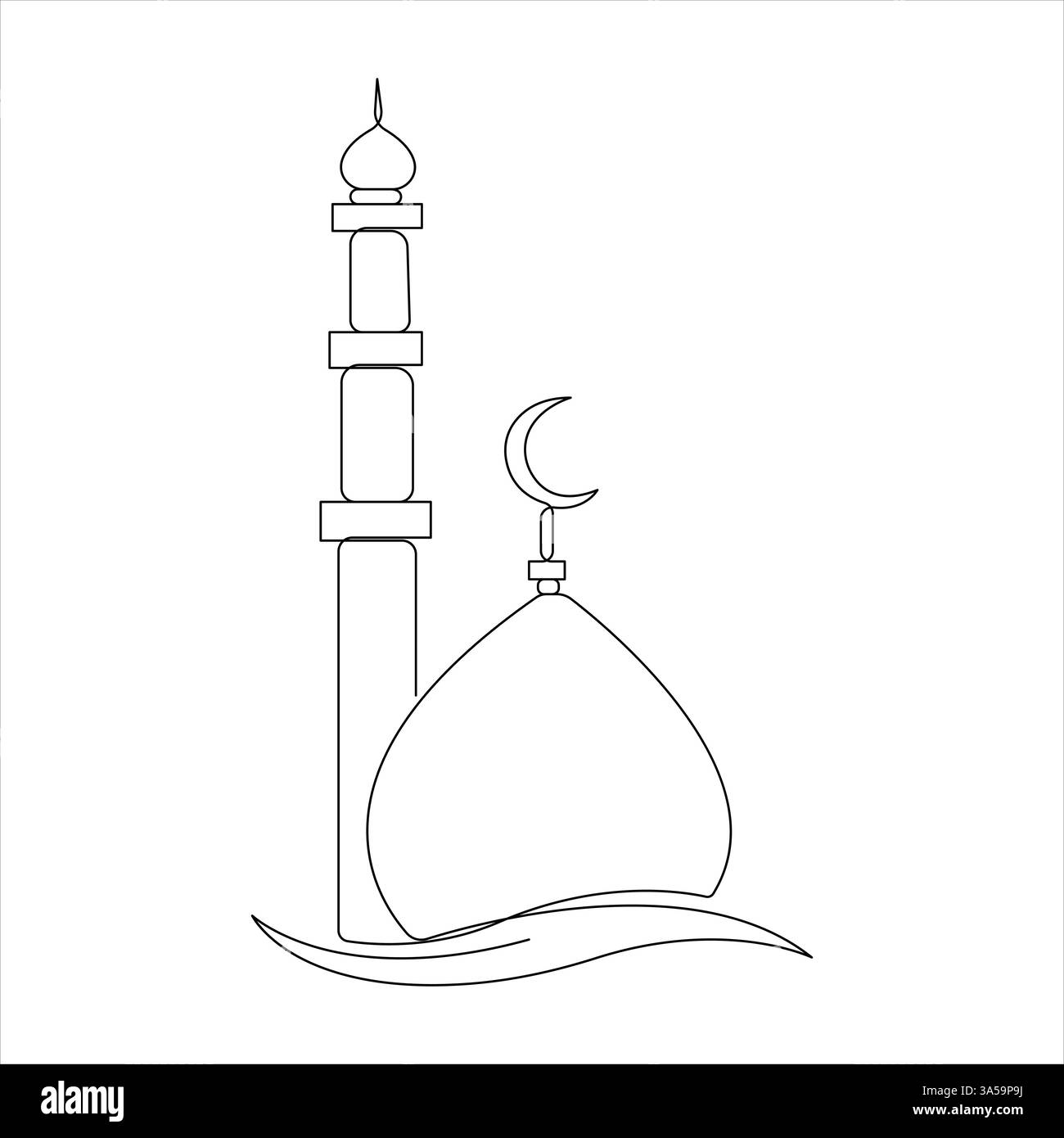 Un dessin d'art de ligne continue de l'illustration vectorielle de mosquée Illustration de Vecteur