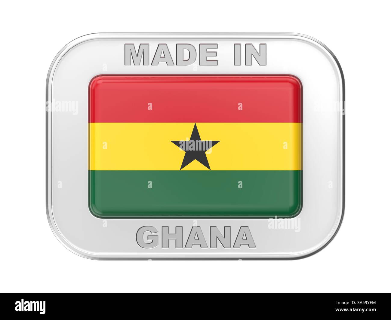 Fabriqué au Ghana, badge en argent avec le drapeau national du Ghana Banque D'Images