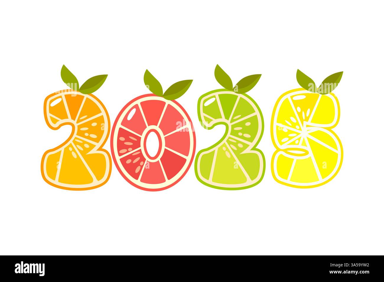 Agrumes numéro 2025. Nombre d'agrumes. Chiffres, figures2026 pour la conception graphique Illustration de Vecteur