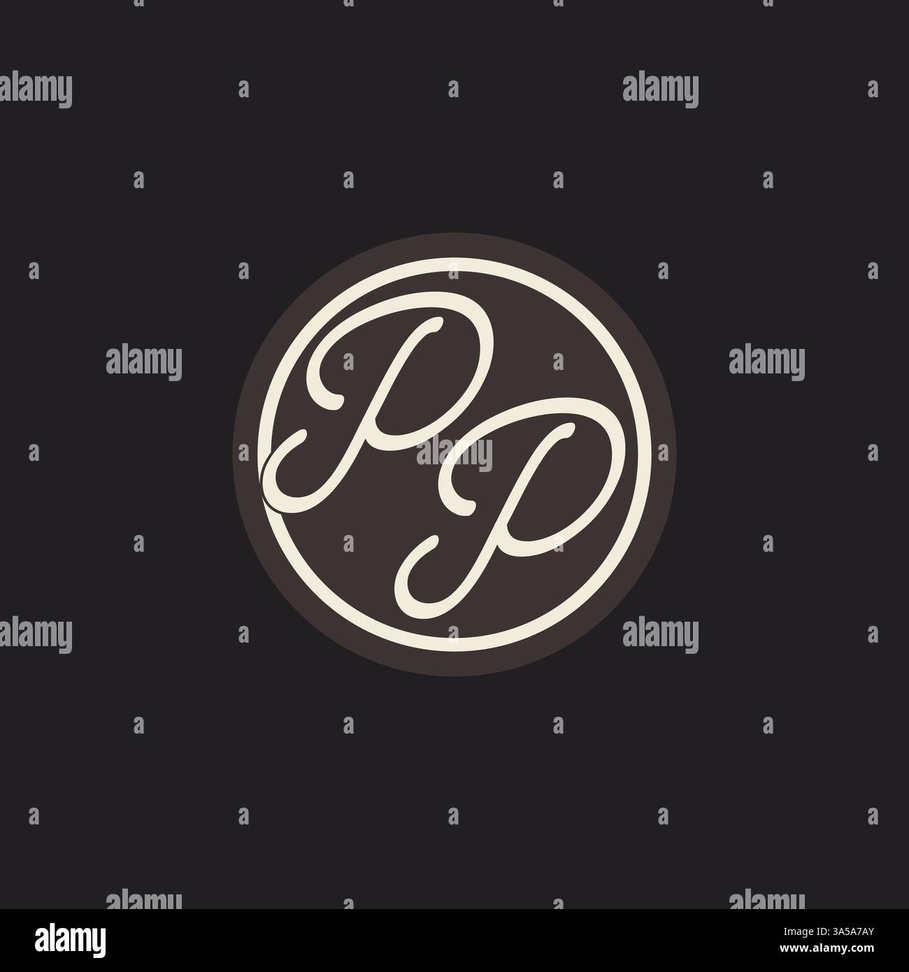 Lettre initiale PP logo monogramme avec graphique vectoriel d'idées de conception de ligne de cercle simple et créatif Illustration de Vecteur