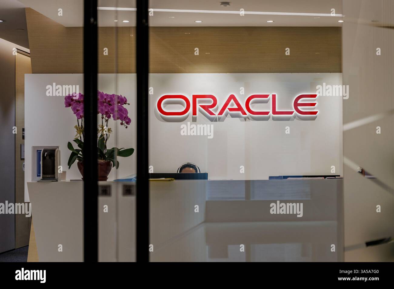 Hong Kong, Chine. 11 mars 2025. Dans cette illustration photo, le logo Oracle est affiché dans le bureau Oracle. Oracle Corporation est une multinationale américaine de pointe connue pour ses logiciels d'entreprise, ses systèmes de gestion de bases de données et ses solutions de cloud computing. Fondée en 1977, Oracle fournit aux entreprises des analyses de données avancées, la cybersécurité et des applications basées sur l'IA, ce qui en fait un acteur clé dans l'infrastructure INFORMATIQUE mondiale crédit : SOPA images Limited/Alamy Live News Banque D'Images