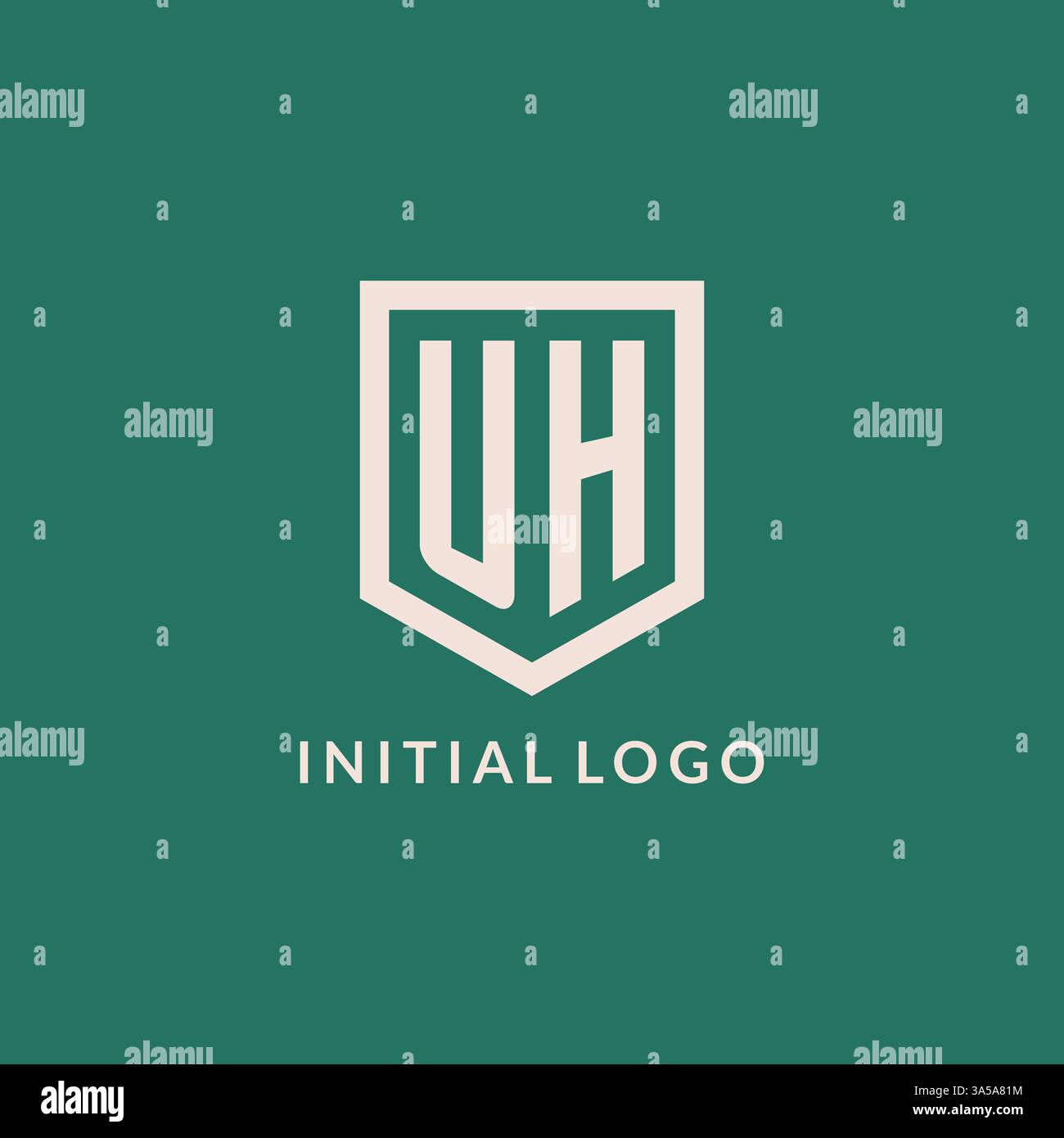 UH logo initial monogramme bouclier de forme géométrique graphique vectoriel de conception Illustration de Vecteur