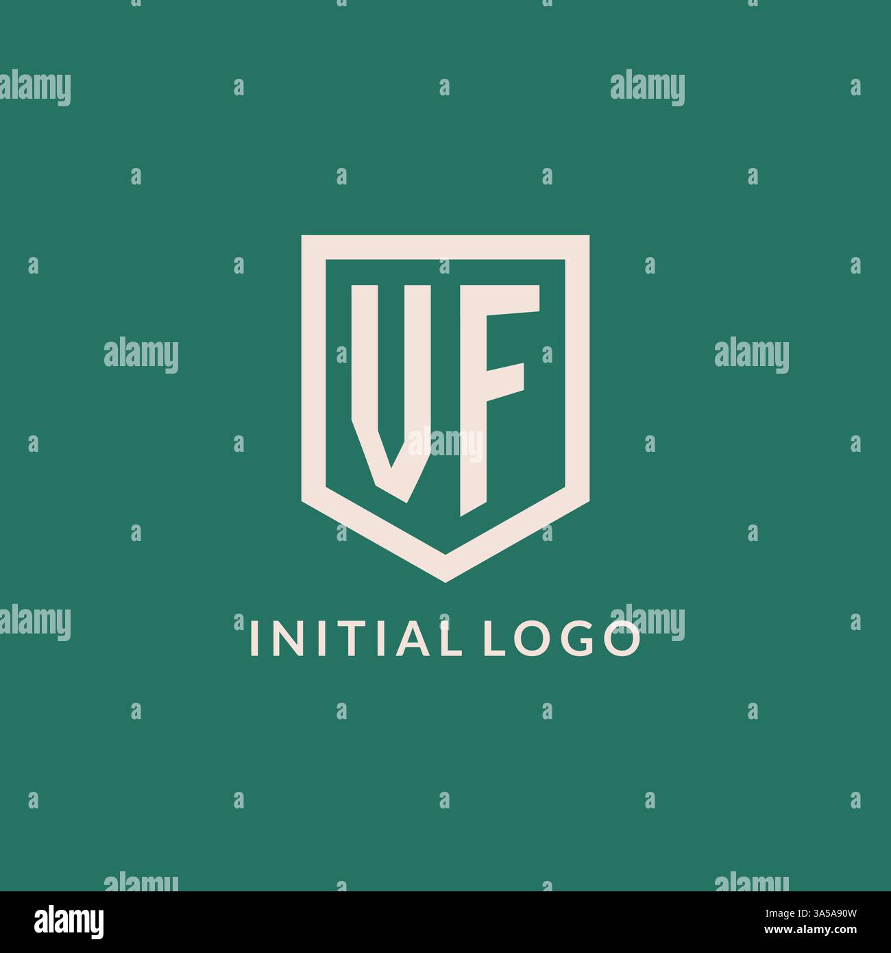 Logo initial VF monogramme bouclier de forme géométrique graphique vectoriel de conception Illustration de Vecteur