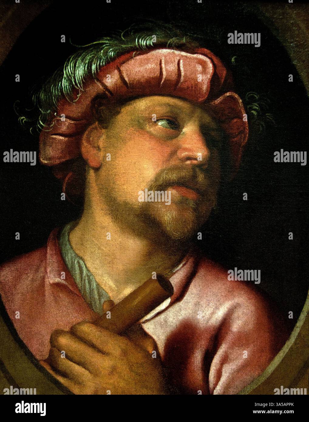 Le flutiste - le joueur de flûte par Jacob Bunel 1558-1614 Français, Louvre France Musée des Beaux-Arts Paris.. Banque D'Images