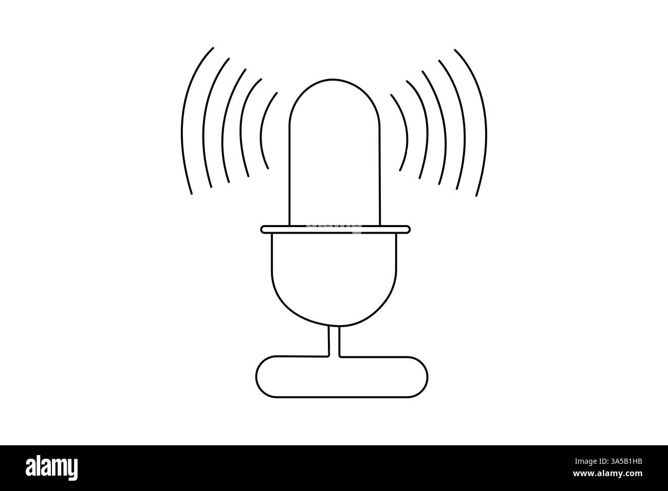 Conception vectorielle de contour isolé et d'illustration monoligne continue du microphone Illustration de Vecteur