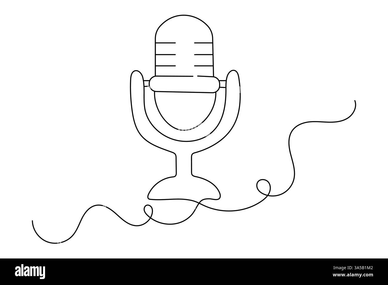 Conception vectorielle de contour isolé et d'illustration monoligne continue du microphone Illustration de Vecteur