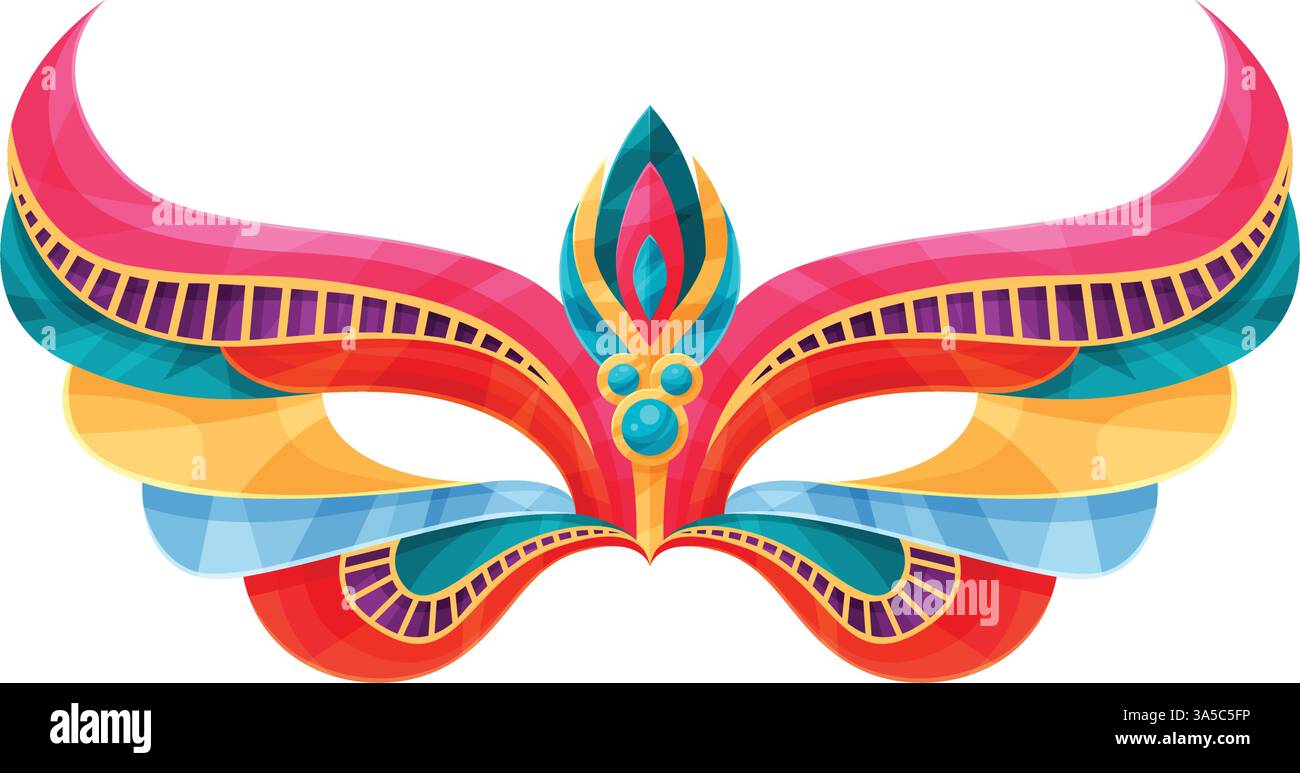 Masque mardi gras. Masque de carnaval coloré isolé sur fond blanc. Illustration de Vecteur