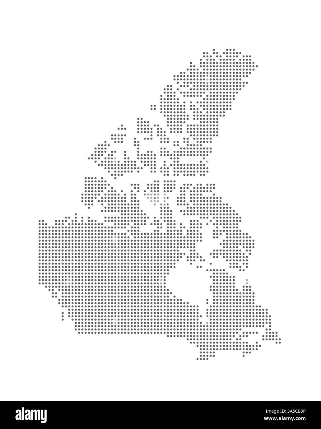 Carte vectorielle en pointillés du Canada isolé sur fond blanc, facile à éditer. Illustration de Vecteur