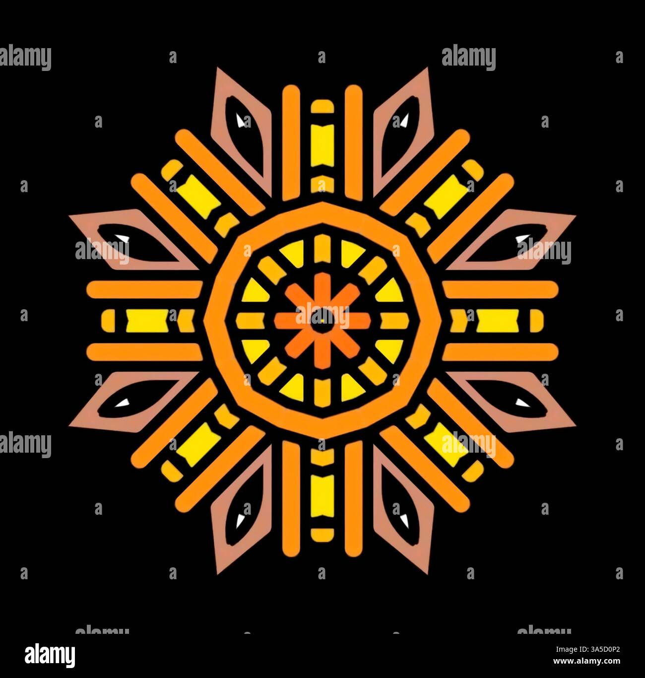 Minimal Mandala style floral conception de modèle oriental avec concept d'élément décoratif Relax et méditation utilisation pour la page logo livre sur fond noir Banque D'Images