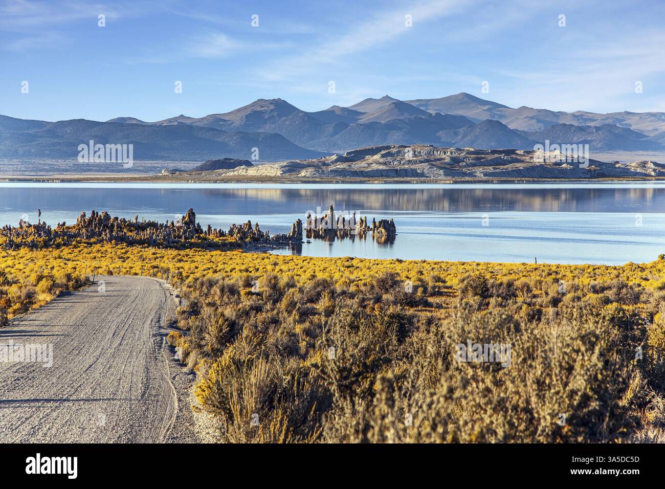 Mono Lake est un lac salé en Californie. Des tours de tuf de chaux aux formes bizarres s'élèvent du fond du lac. La merveille naturelle du monde est le lac M. Banque D'Images