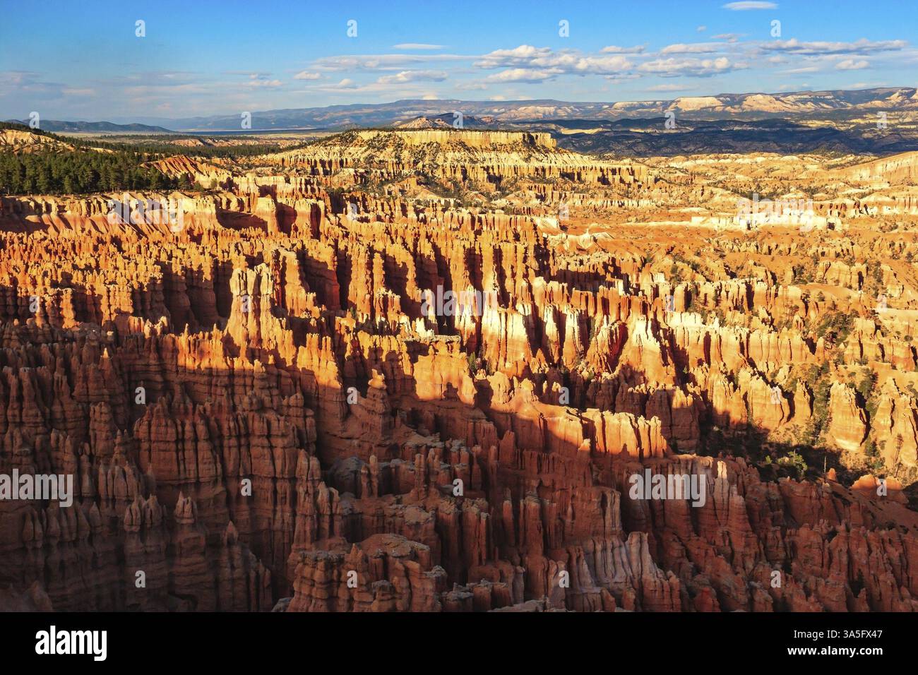 Amphithéâtre naturel géant créé par l'érosion. Les hoodoos sont des structures géologiques uniques formées par l'érosion. Paysage incroyable illuminé par le soleil Banque D'Images