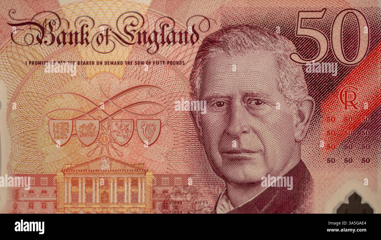 King Charles III billet de 50 £. Banque D'Images
