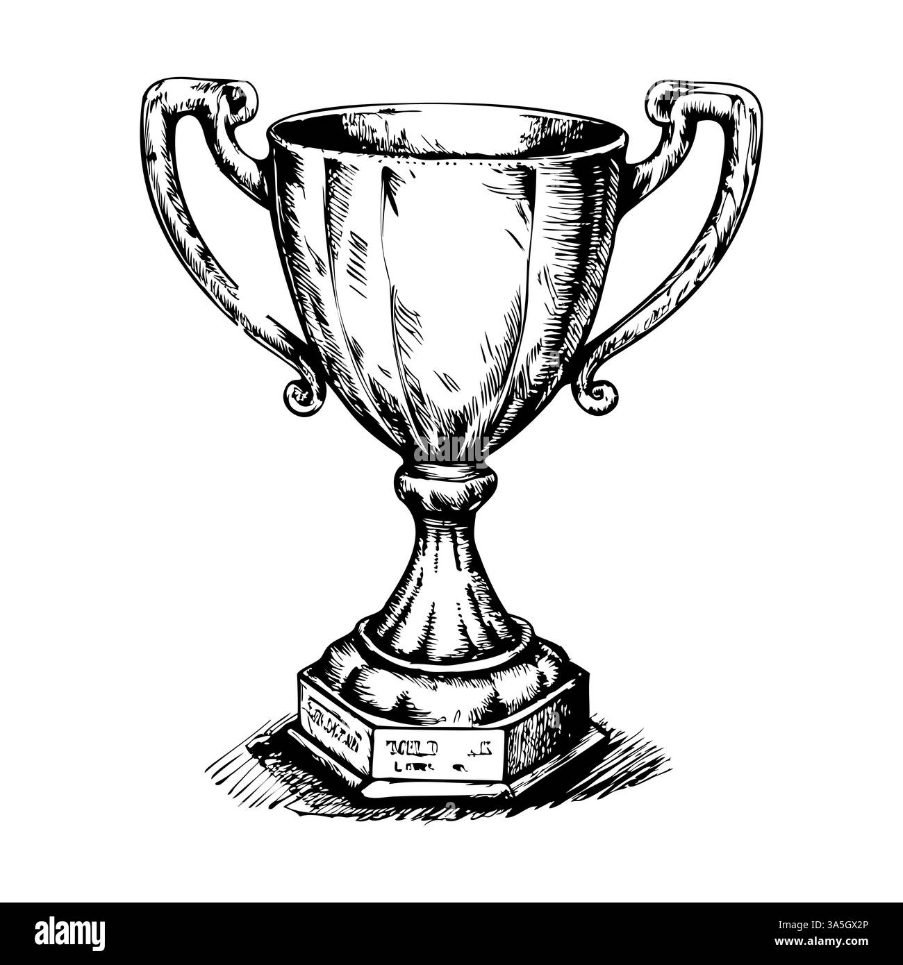 Une tasse en argent avec un rebord en or se trouve sur un piédestal Illustration de Vecteur