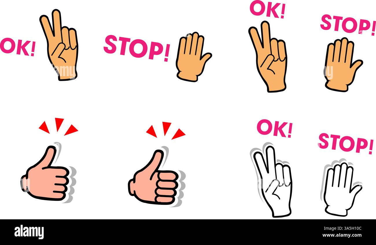 ok. arrêtez. Main levée. Geste. Ensemble d'arrière-plan de modèles vides. Illustration de Vecteur