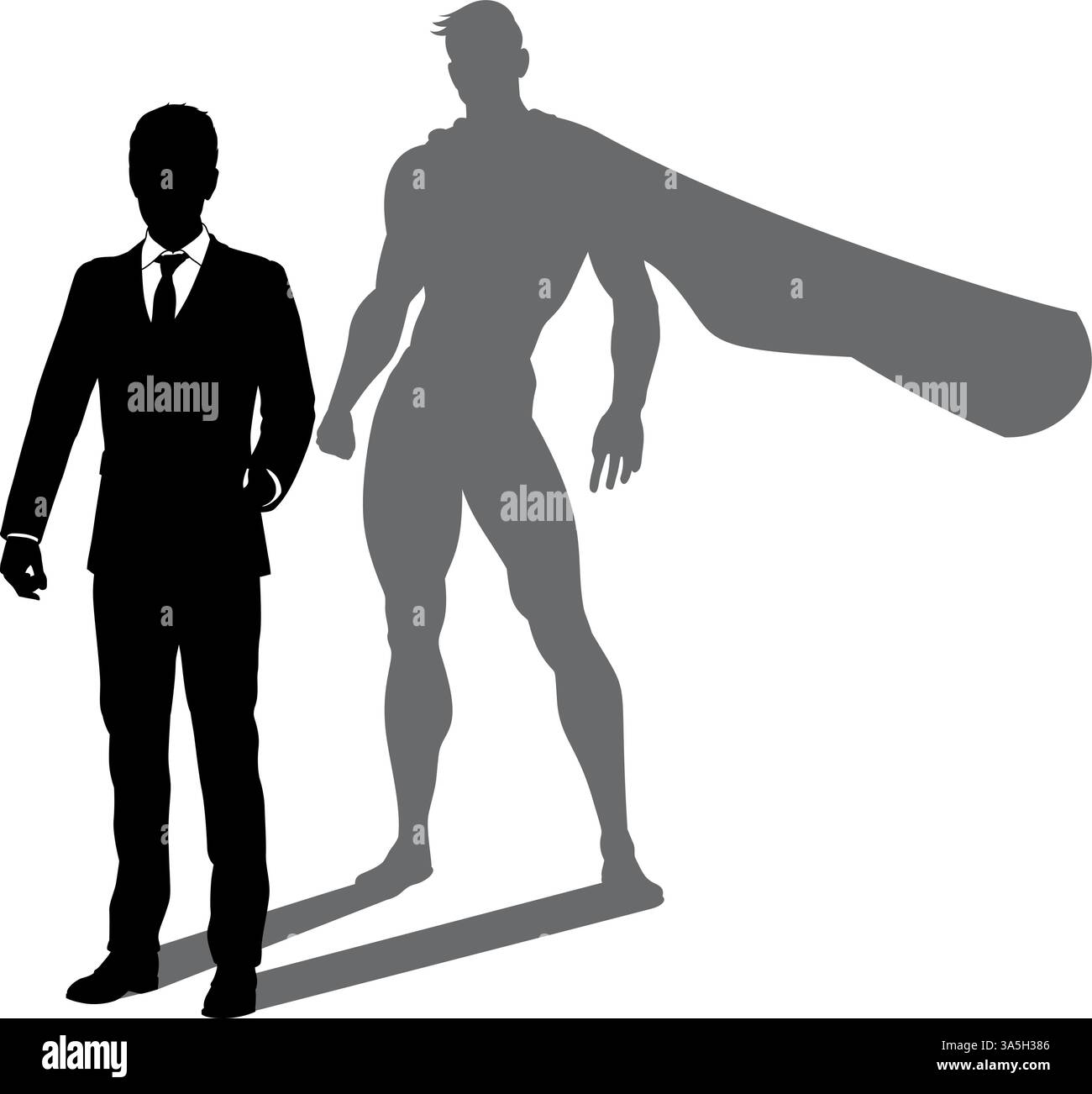 Super héros Business Man avec Super Hero Shadow Illustration de Vecteur