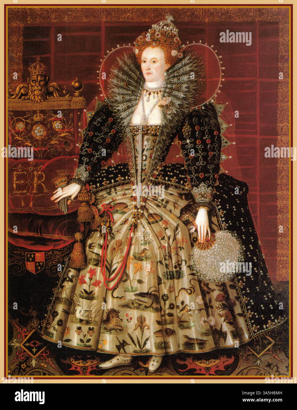 Reine Elizabeth I (1533-1603) le portrait de Hardwick Hall d'Elizabeth I d'Angleterre. Personnages représentés Élisabeth Ire d'Angleterre date vers 1599. Atelier de Nicholas Hilliard (1547-1619) Banque D'Images