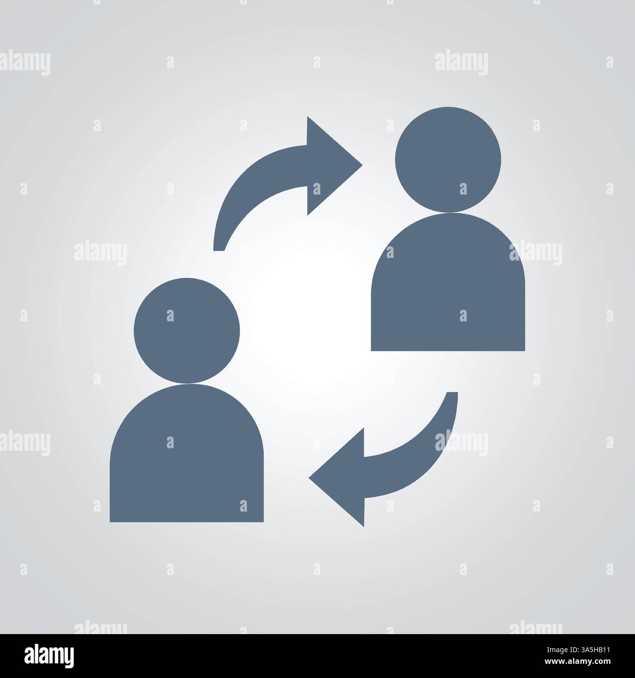 Flèches d'échange icône flèche de remplacement de travailleur, cercle de groupe de personnes signes de réseau et icône Illustration de Vecteur